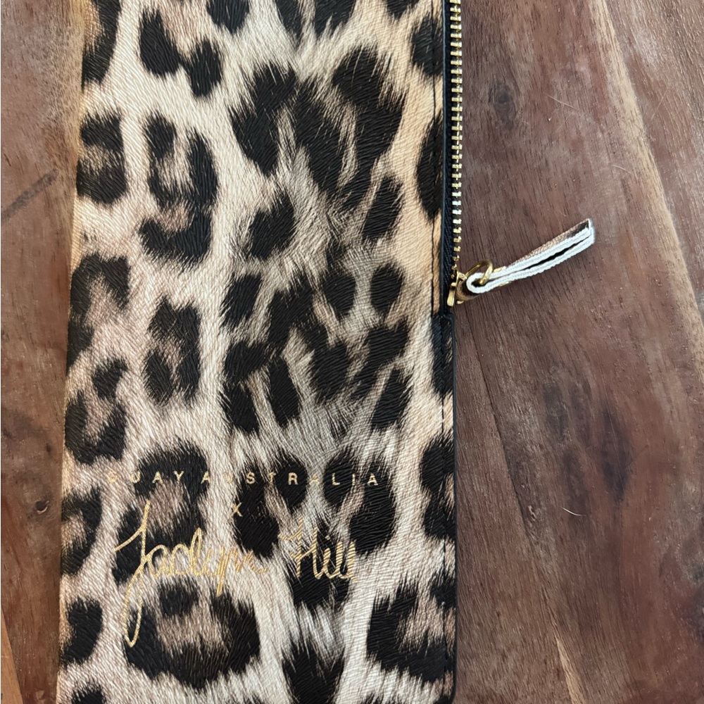 Quay Australia Jaclyn Hill Leopard Print Zip Pouch sunglasses case